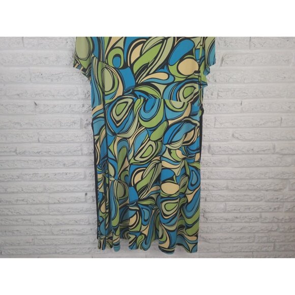 Apt 9 Women Dress 2X Plus Shirt Cap Sleeve Pullover Green Abstract WAT129E - Picture 8 of 11